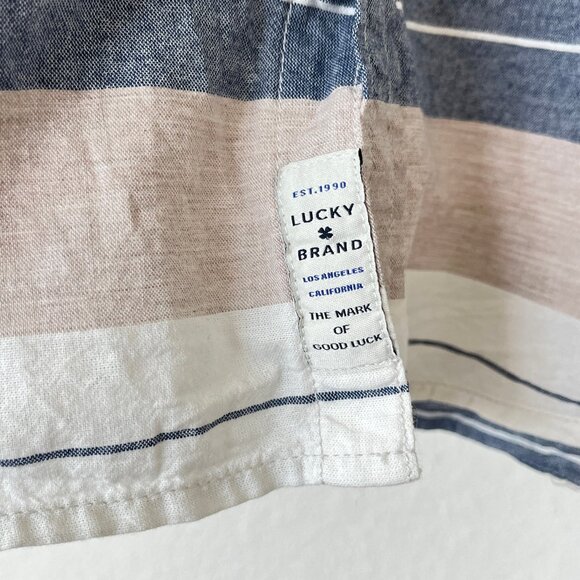 Lucky Brand Classic Fit Boardwalk Stripe Button Down Cotton Long Sleeve - Picture 8 of 10
